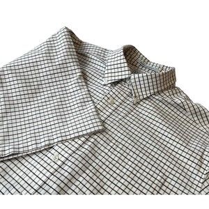 LL Bean Mens Short Sleeve 17 Tall‎ 0 DBL2 Wrinkle Resistant Brown Plaid